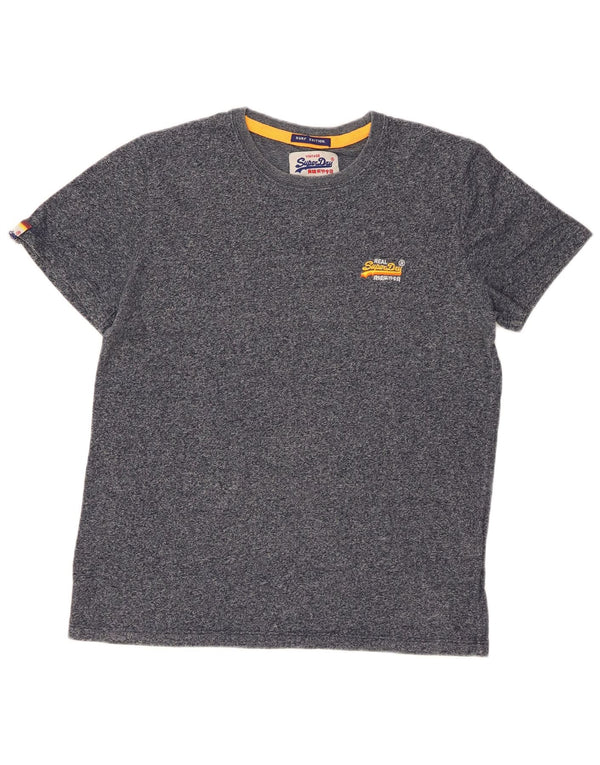 SUPERDRY Camiseta para hombre Top Large de algodón moteado azul marino