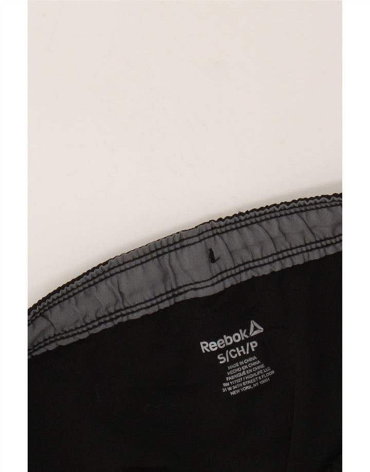 REEBOK Shorts deportivos con gráficos para hombre Small Black Colorblock
