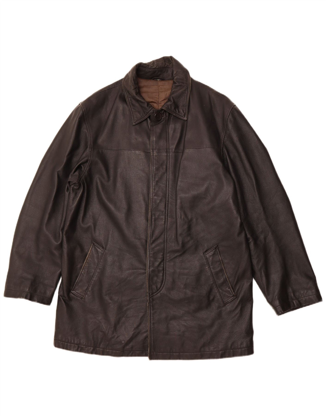 VINTAGE Chaqueta de cuero para hombre IT 50 Grande Negro