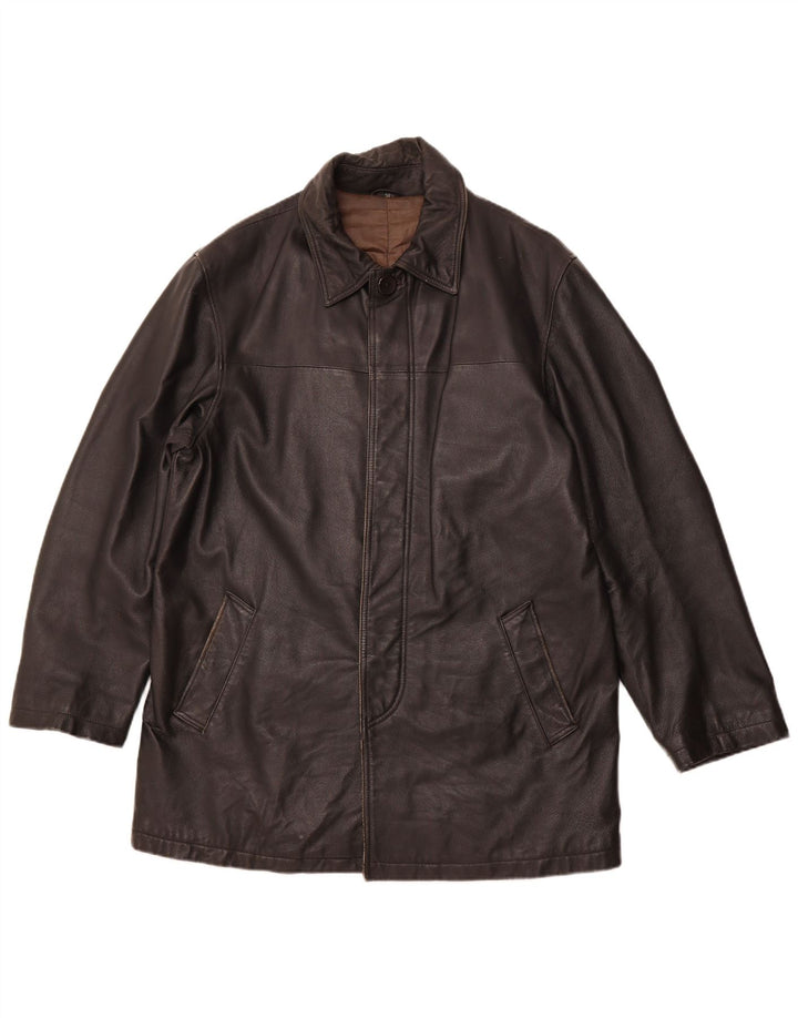 VINTAGE Chaqueta de cuero para hombre IT 50 Grande Negro