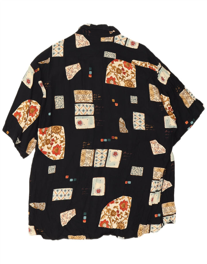 Camisa vintage de manga corta para hombre 2XL Patchwork negro