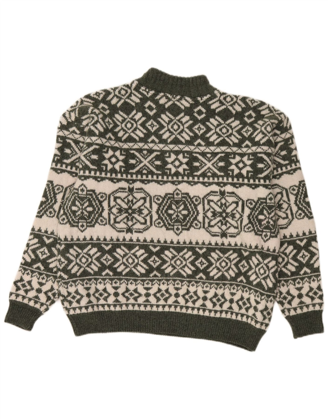 Bromley Jersey con cuello de tortuga para hombre, talla grande, verde, Fair Isle