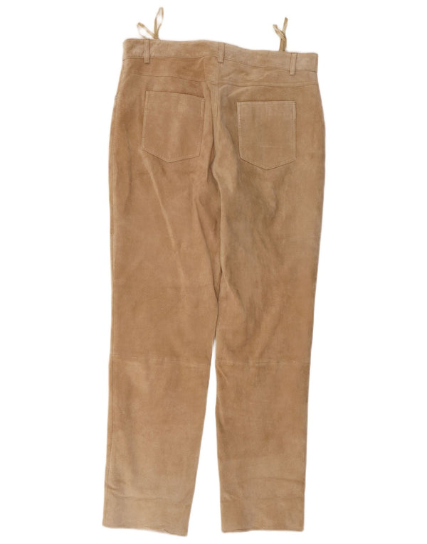 Vintage Hombres Tapered Ante Pantalones W36 L30 Cuero Beige