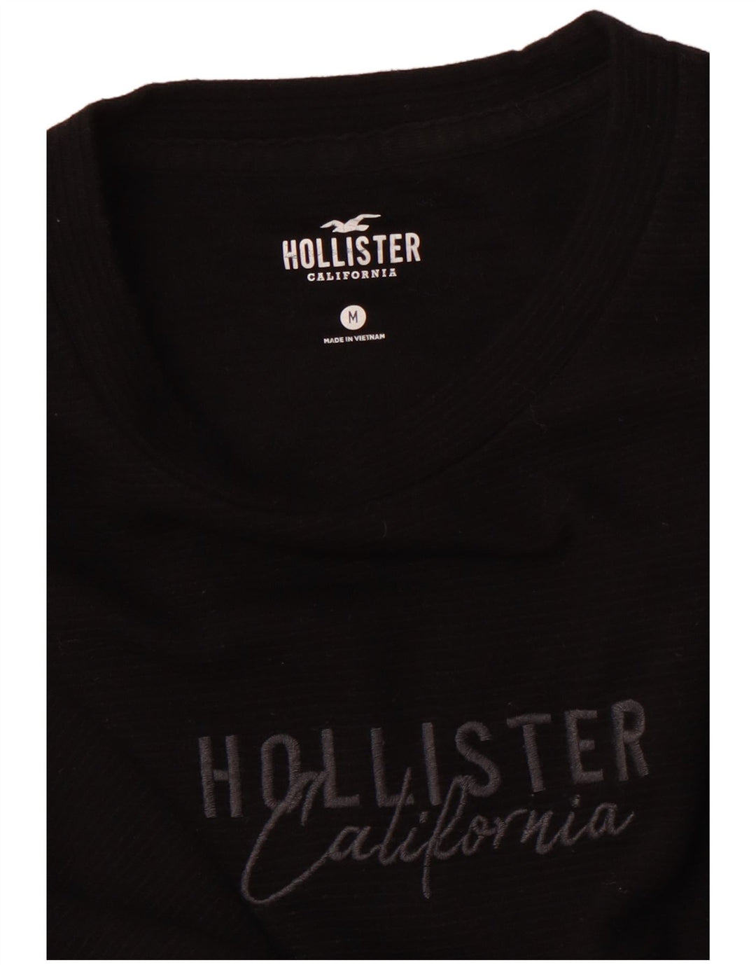 HOLLISTER Top gráfico de manga larga para hombre Negro mediano