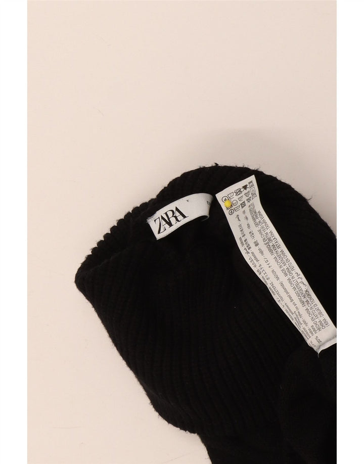 Zara Mujer Top Corto Con Cuello Vuelto UK 10 Small Viscosa Negra