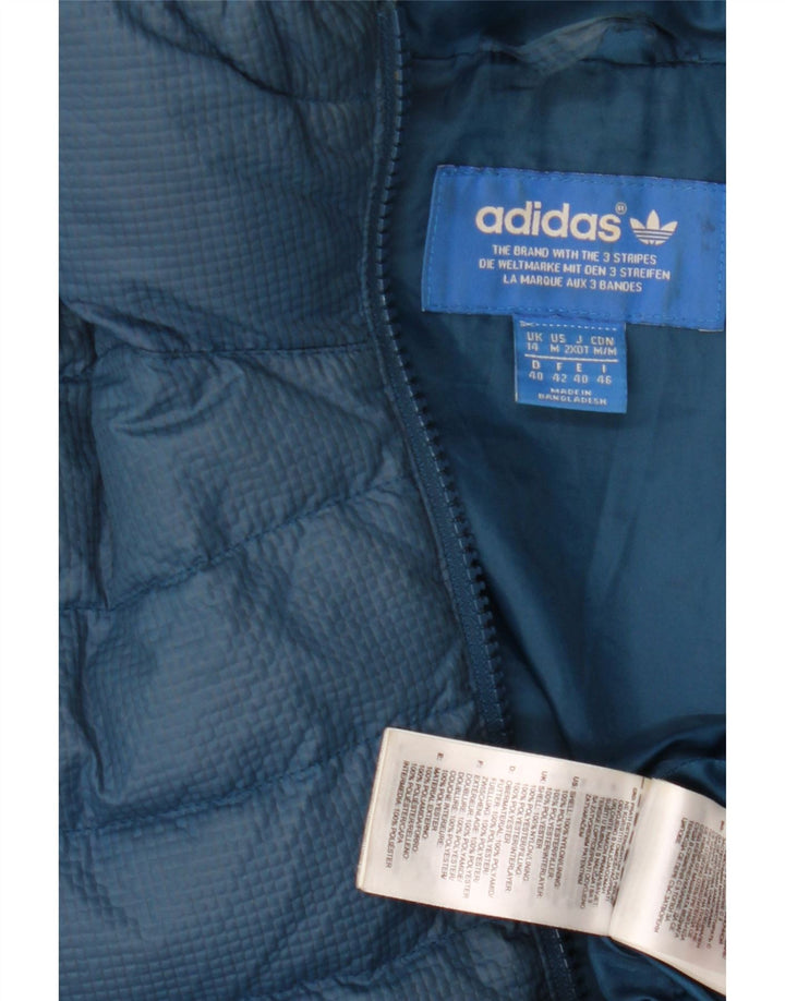 Adidas Chaqueta acolchada con capucha para mujer UK 14 Medium Blue Nylon
