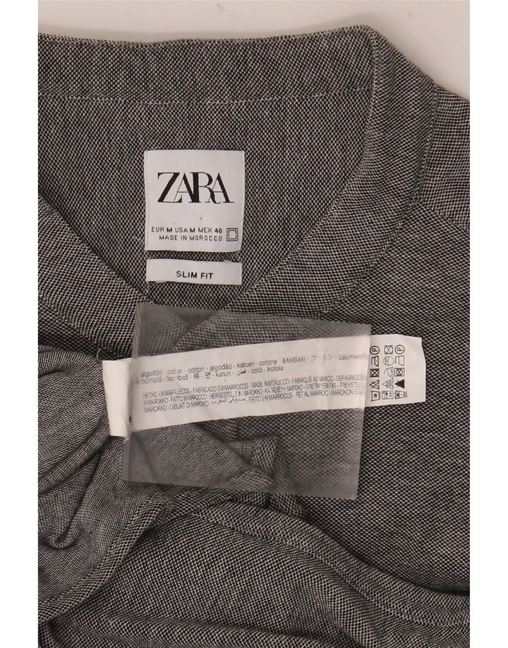 Zara Hombre Camisa Slim Fit Algodón Gris Medio