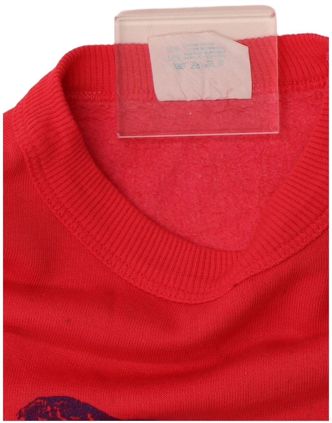 Vintage hombres sudadera gráfica jumper algodón rosa medio