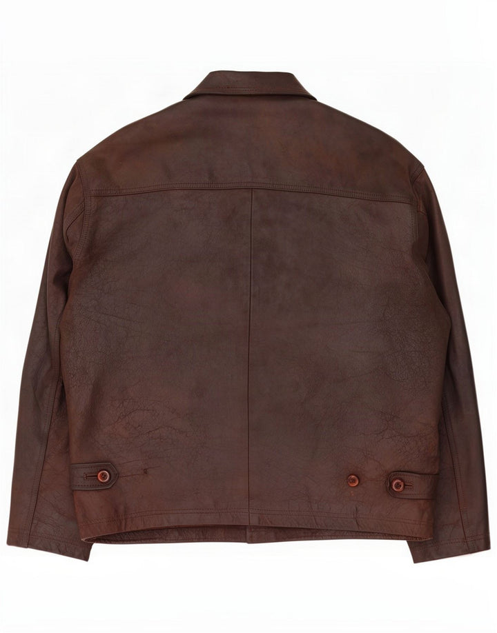 Chaqueta de cuero vintage para hombre UK 40 Large Brown