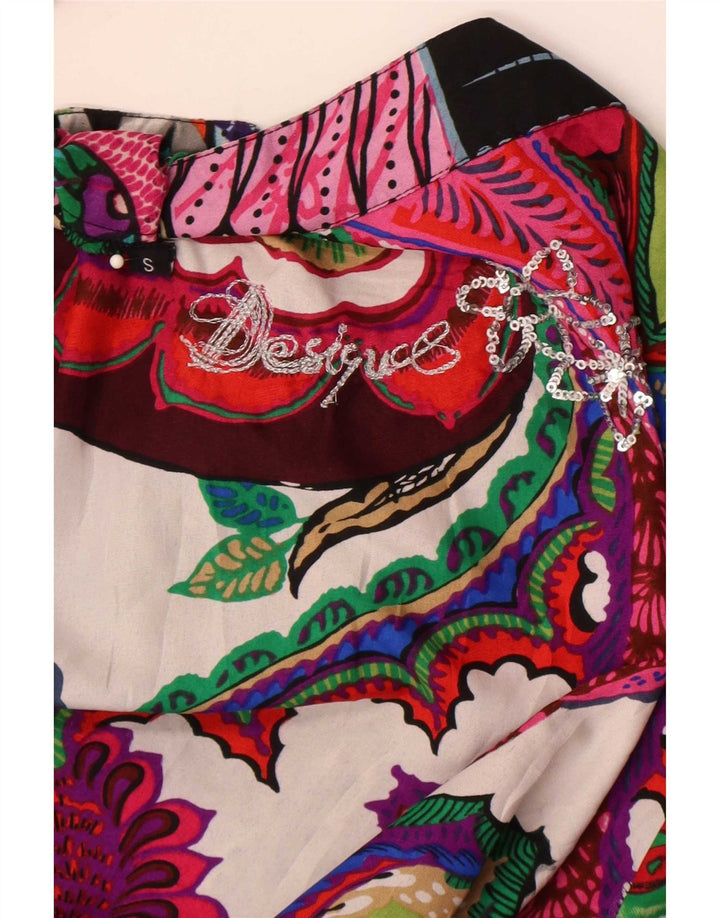 Desigual Mujer Jersey Camisa Blusa UK 10 Pequeño Patchwork Multicolor