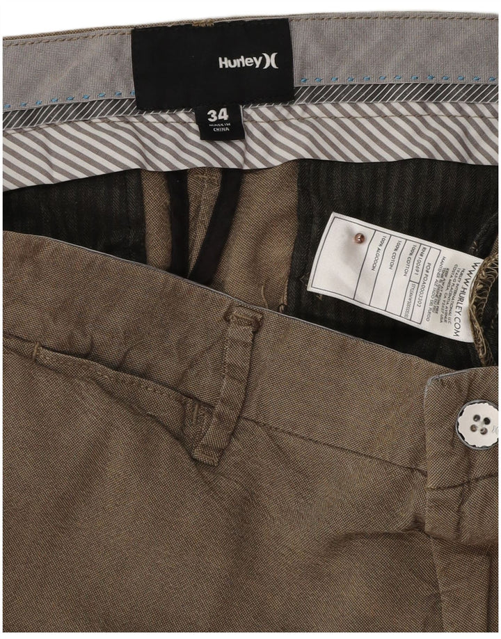HURLEY Pantalones cortos chinos para hombre W34 Algodón beige grande