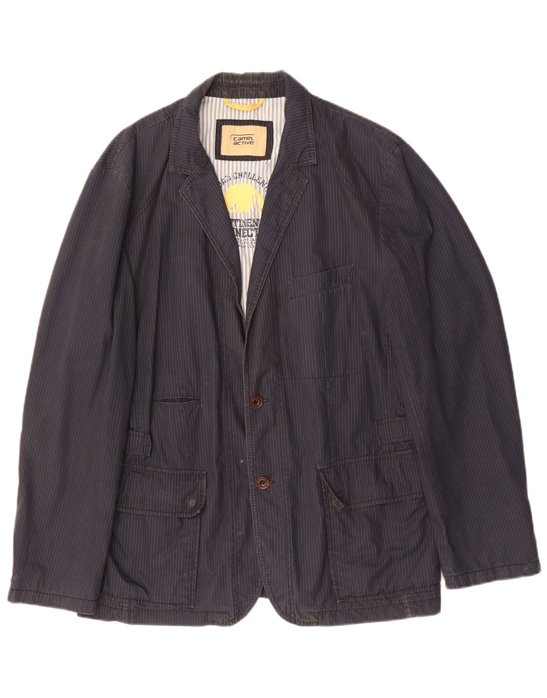Camel Active Chaqueta tipo blazer de 2 botones para hombre UK 40 Large Azul marino a rayas
