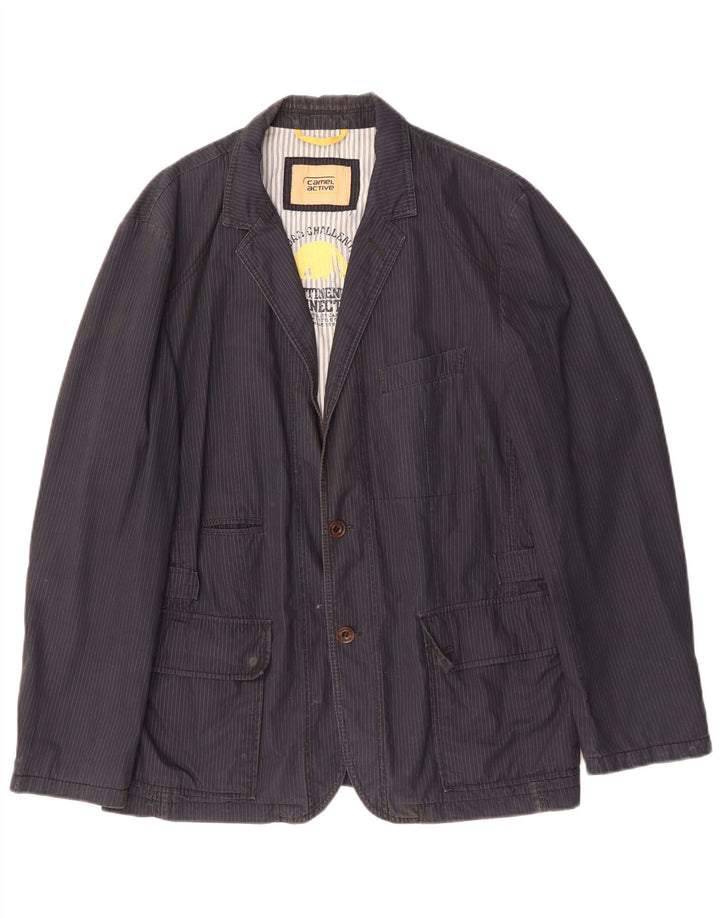 Camel Active Chaqueta tipo blazer de 2 botones para hombre UK 40 Large Azul marino a rayas