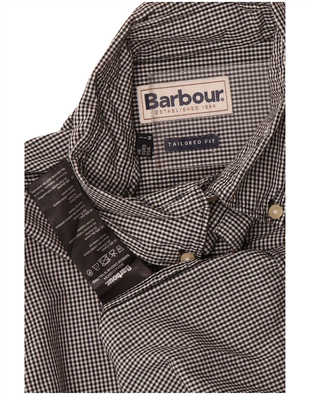 Barbour Camisa Entallada De Algodón A Cuadros Negro Grande Para Hombre