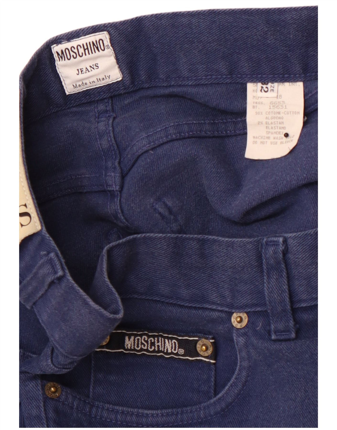 MOSCHINO Jeans Rectos De Talle Alto W32 L32 Azul Marino Algodón