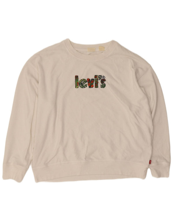 Levi's Sudadera gráfica para mujer Jumper UK 18 XL Algodón blanco