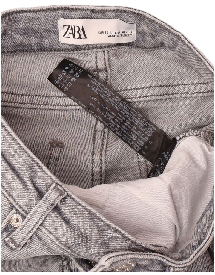 Zara Vaqueros Pitillo Mujer EU 36 XS W26 L28 Gris Algodón Moderno