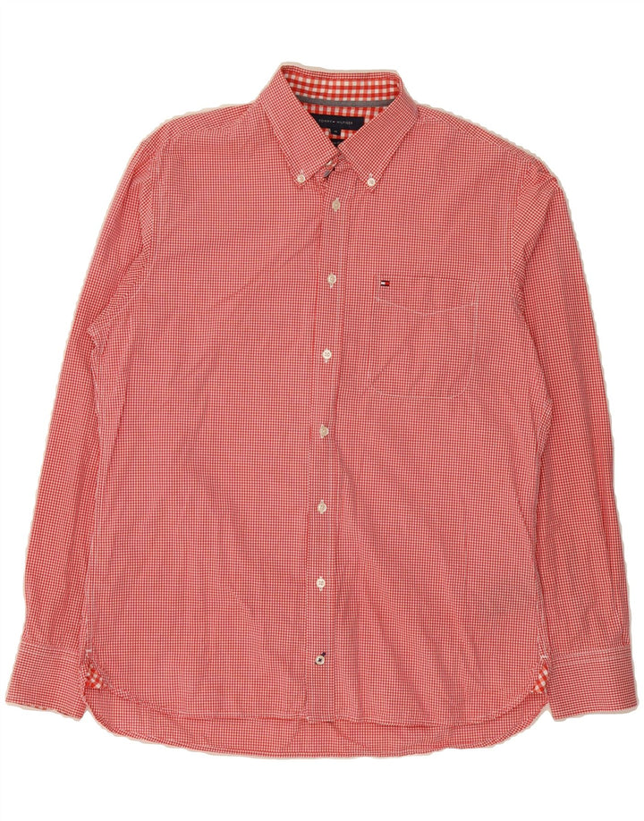 TOMMY HILFIGER Mens Custom Fit Shirt Medium Red Gingham Cotton Vintage Tommy Hilfiger and Second-Hand Tommy Hilfiger from Messina Hembry 