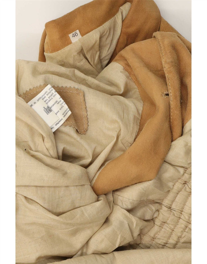 Chaqueta de ante vintage para mujer IT 46 cuero beige grande