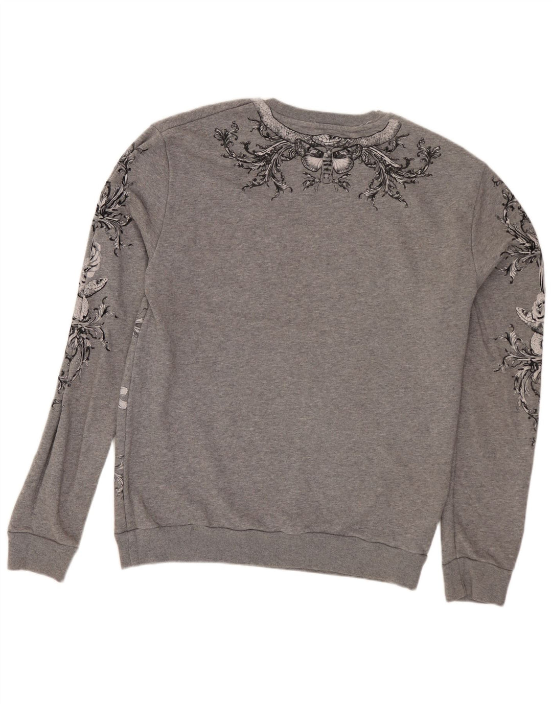 Zara Hombre Sudadera Estampada Jersey De Algodón Floral Gris Medio