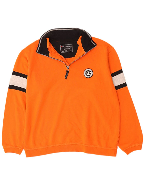 Champion Sudadera Con Cremallera En El Cuello Jumper Large De Algodón Color Block Naranja