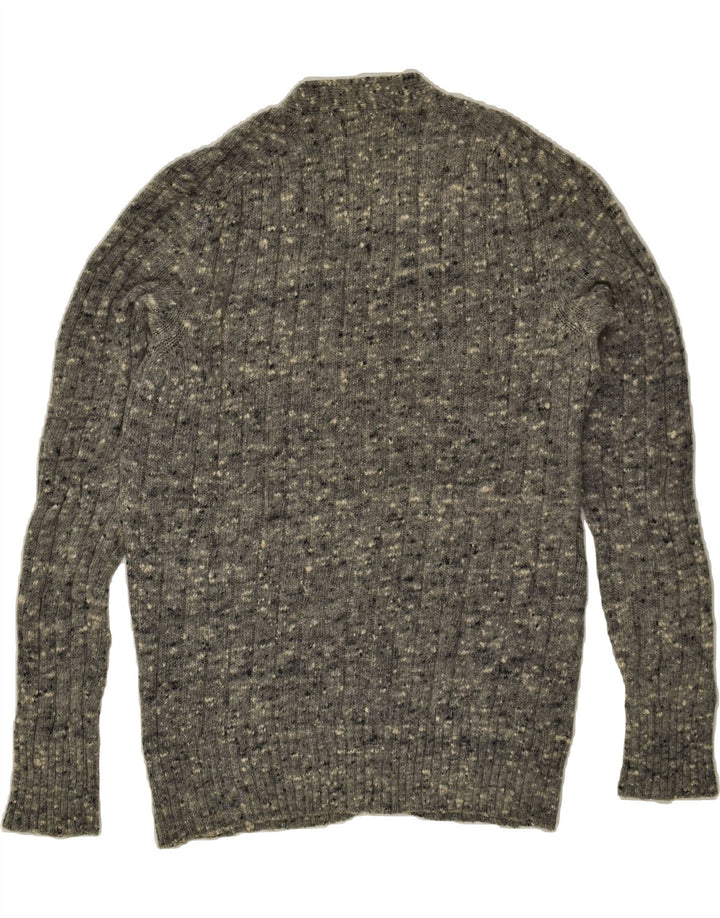 VINTAGE Mens Zip Neck Jumper Sweater Medium Grey Flecked Vintage Vintage and Second-Hand Vintage from Messina Hembry 