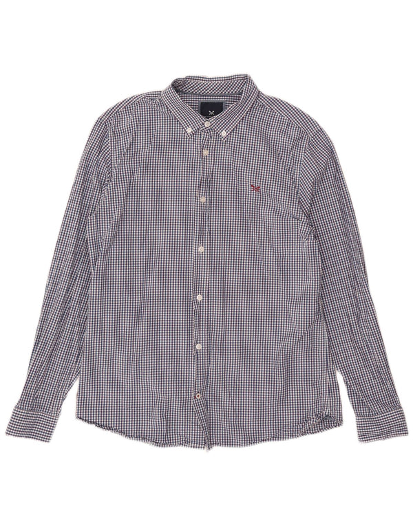 Crew Clothing Camisa ajustada para hombre XL Algodón a cuadros azul