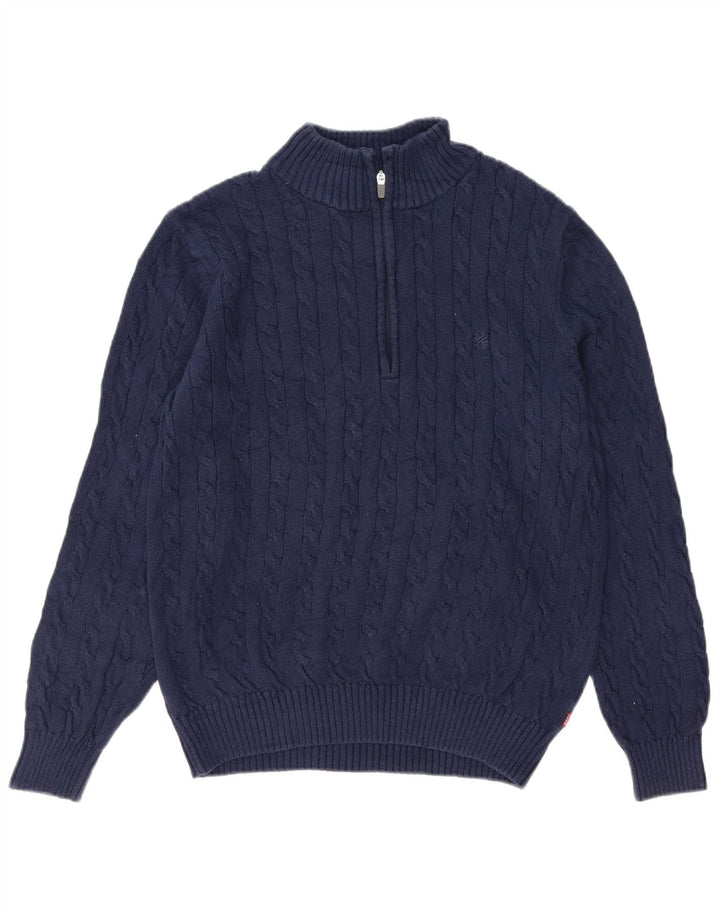 Izod Hombre Jersey Con Cremallera Y Cuello Jersey De Algodón Azul Marino Medio