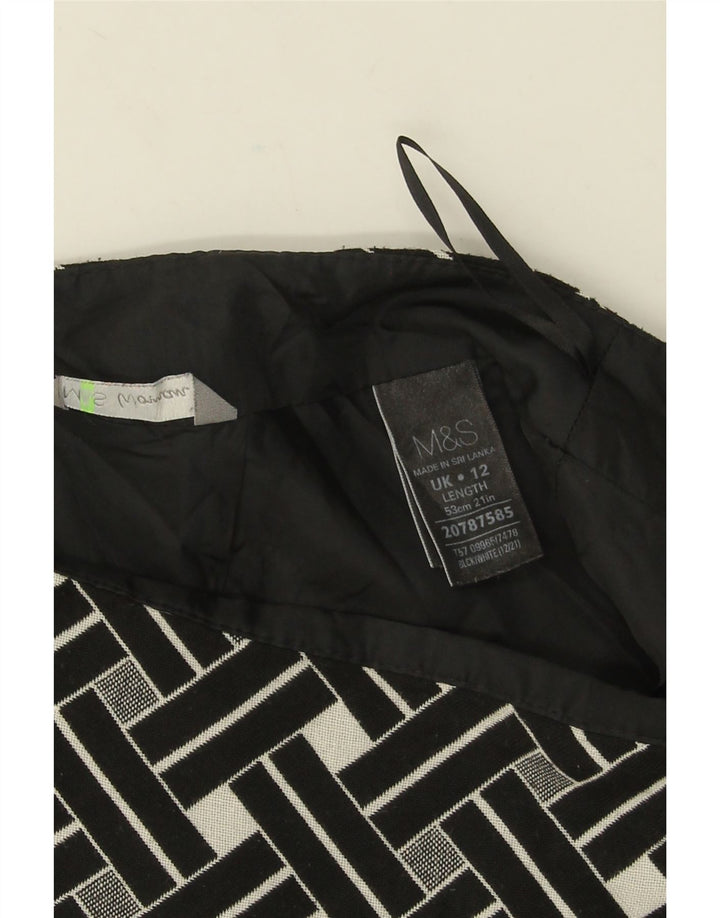 Marks & Spencer Falda recta para mujer UK 12 Medium W32 Negro Geométrico