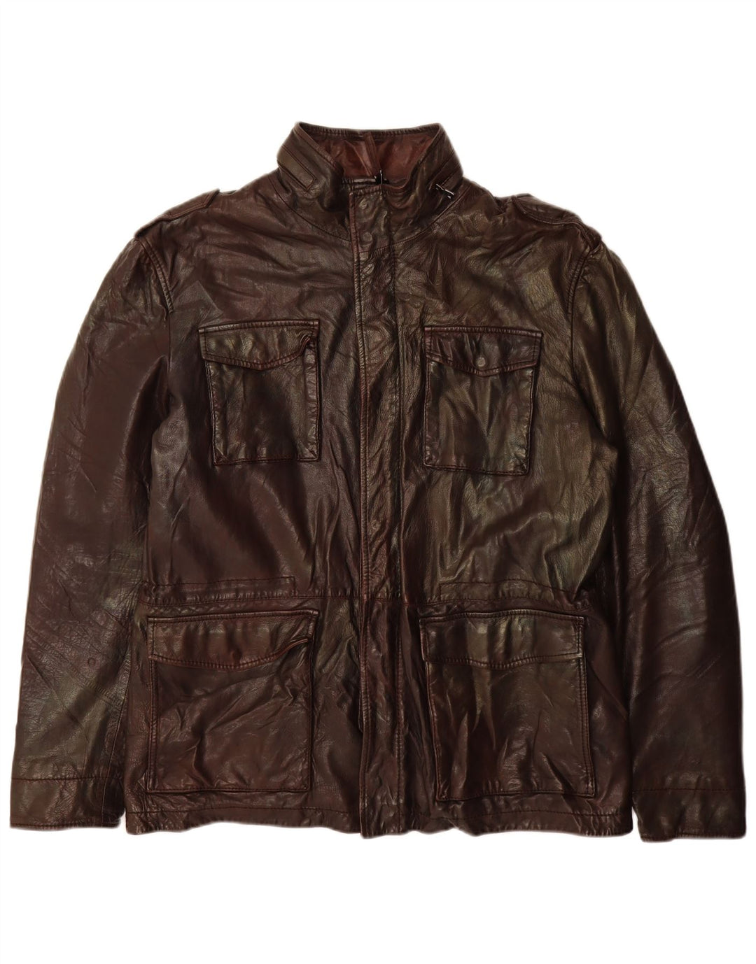 Chaqueta de cuero vintage para hombre IT 54 2XL cuero marrón
