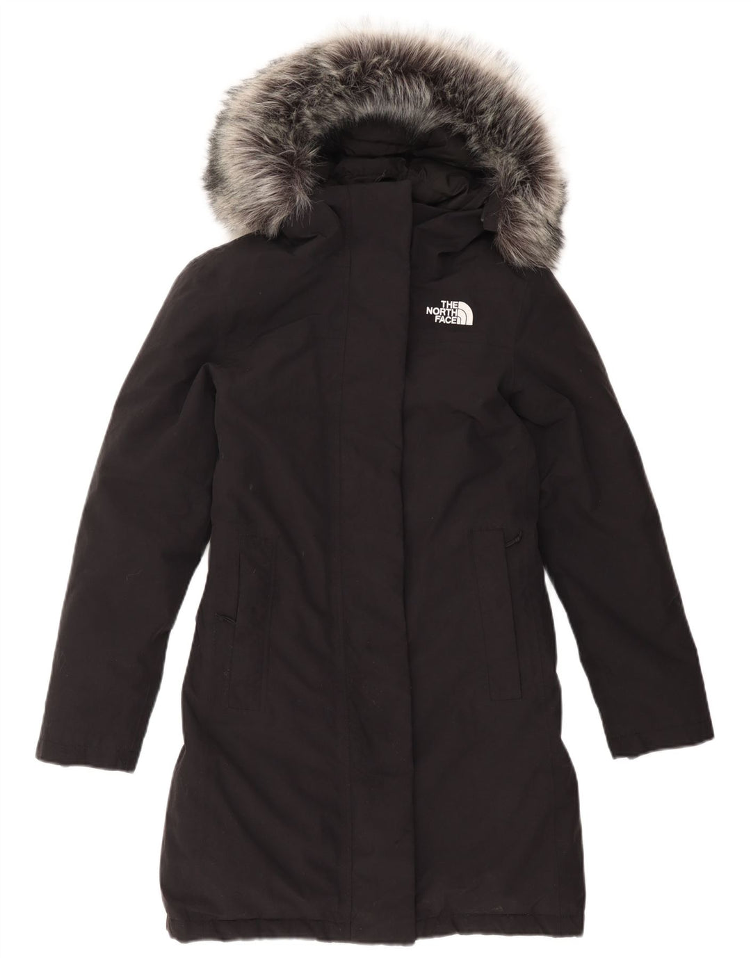 THE NORTH FACE Abrigo acolchado extragrande con capucha para mujer UK 6 XS Nylon negro