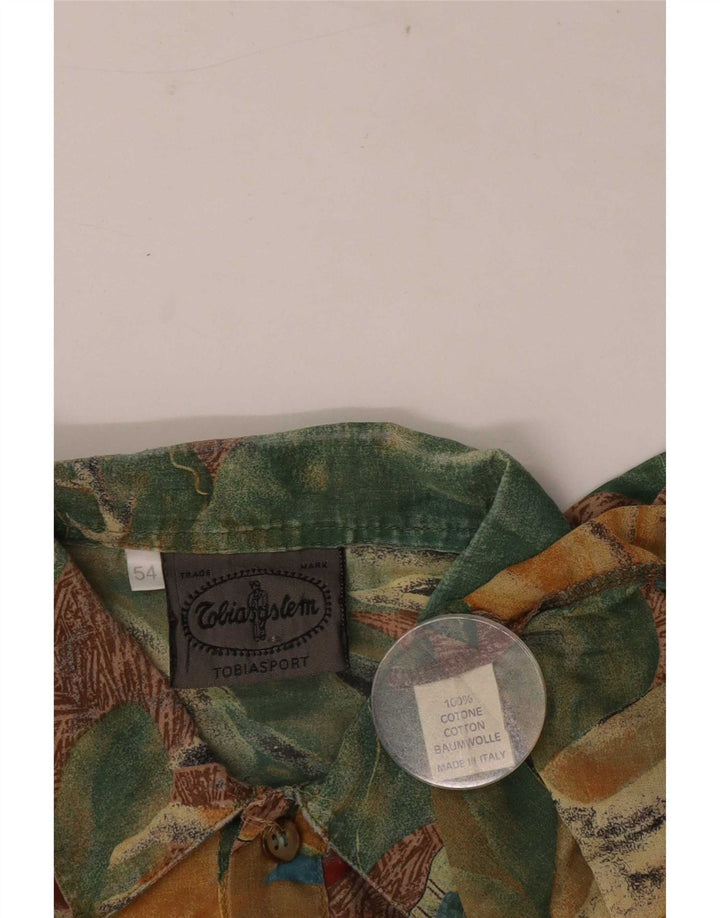 Vintage hombres manga corta pullover camisa IT 54 XL multicolor floral