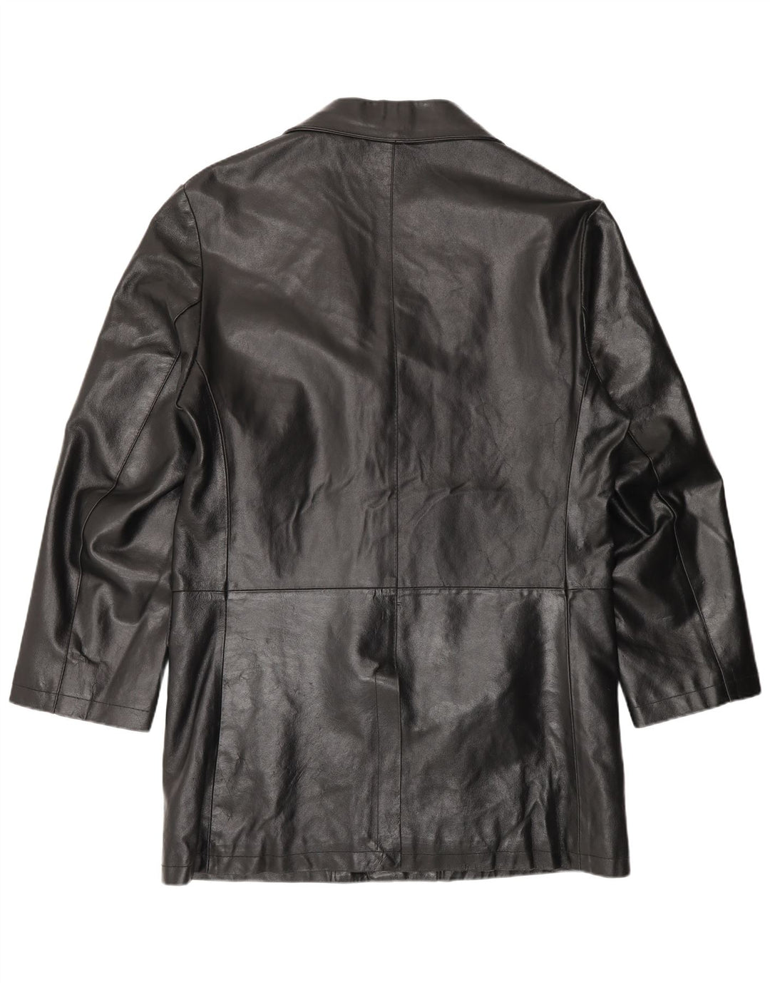 Abrigo de cuero vintage para hombre IT 56 3XL cuero negro