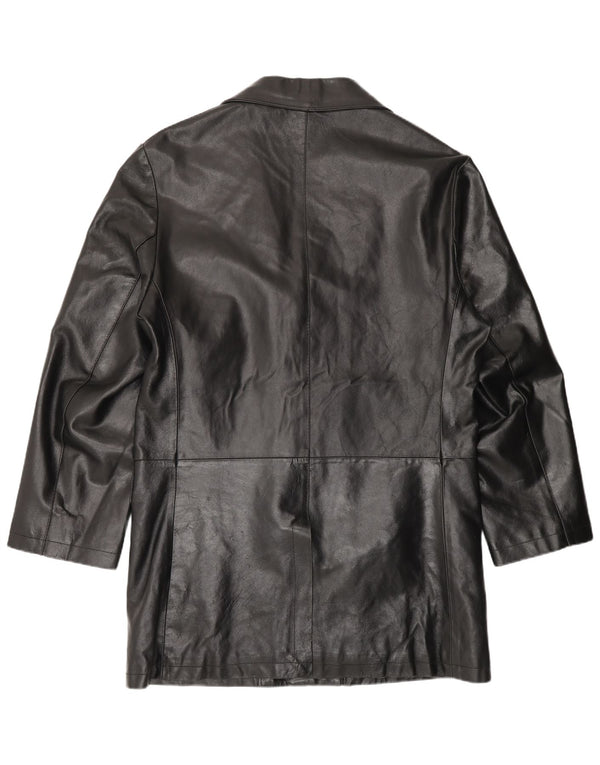 Abrigo de cuero vintage para hombre IT 56 3XL cuero negro