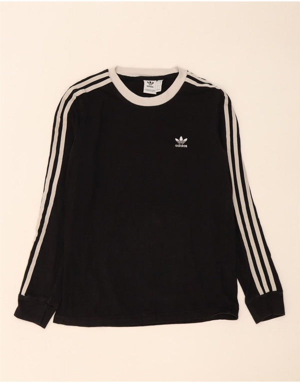Adidas Mujer Top Manga Larga UK 10 Pequeño Algodón Negro