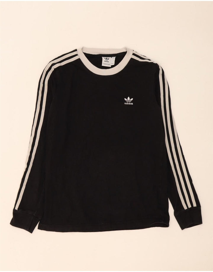 Adidas Mujer Top Manga Larga UK 10 Pequeño Algodón Negro
