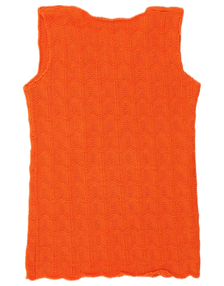 Vintage mujer chaleco camiseta sin mangas Reino Unido 14 naranja medio