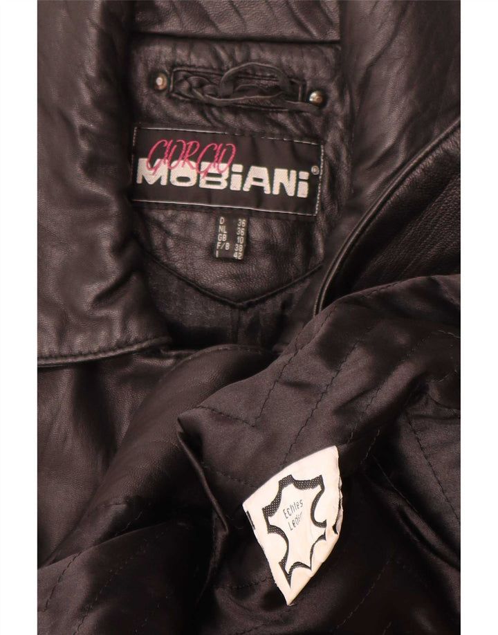 Giorgio Mobiani Chaqueta de cuero extragrande para mujer UK 10 Small Black