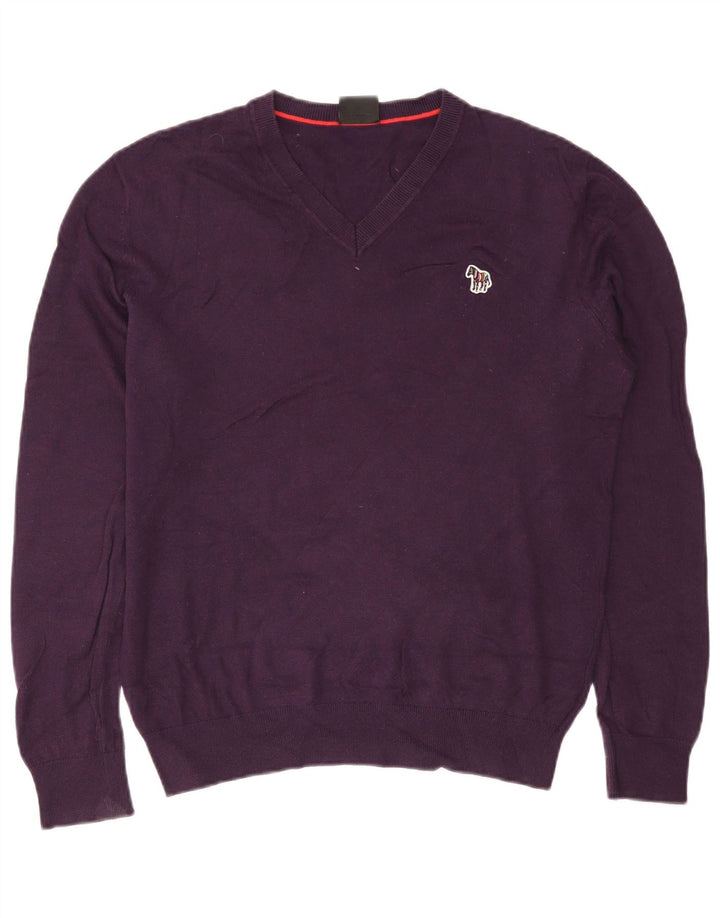 Paul Smith Jersey con cuello en V para hombre de algodón morado medio