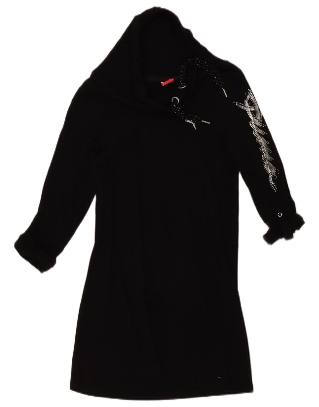 Puma Mujer Gráfico Rollo Cuello Túnica Top UK 8 Pequeño Negro
