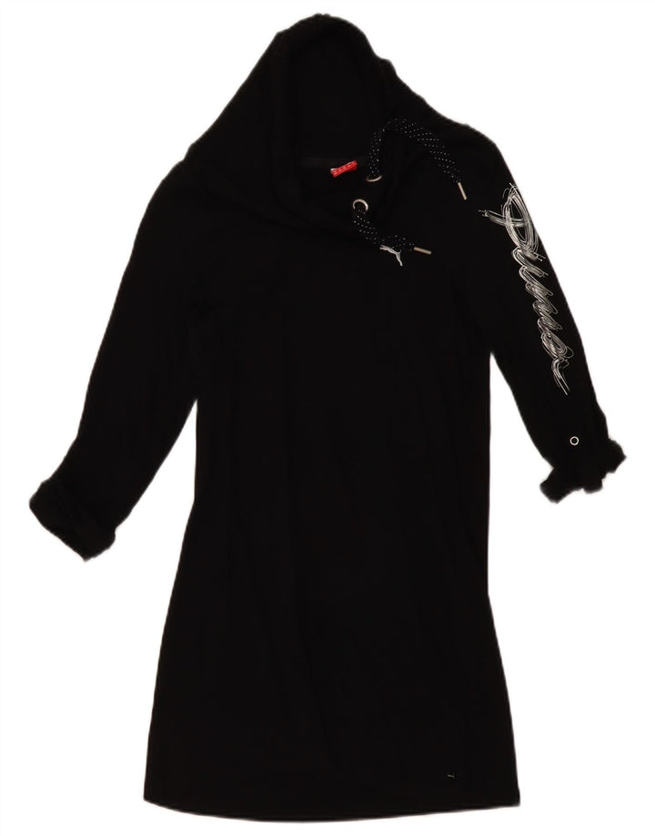 Puma Mujer Gráfico Rollo Cuello Túnica Top UK 8 Pequeño Negro