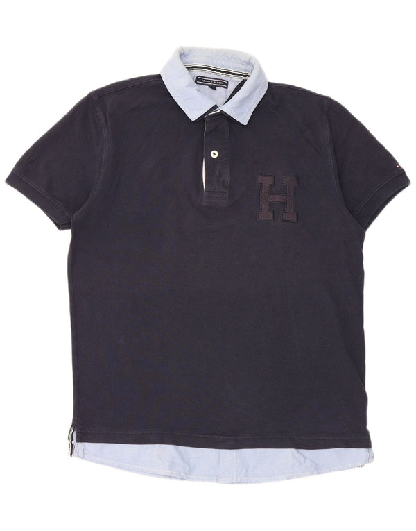 Tommy Hilfiger Polo gráfico para hombre de algodón color block en azul marino mediano