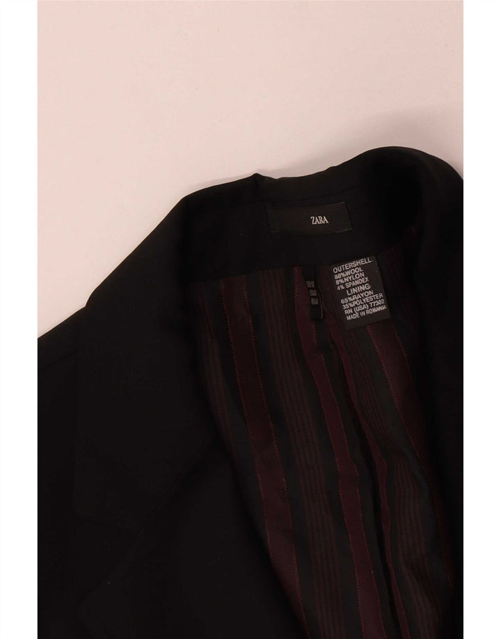 Zara Chaqueta Blazer De 2 Botones Para Hombre EU 50 Mediana Lana Negra