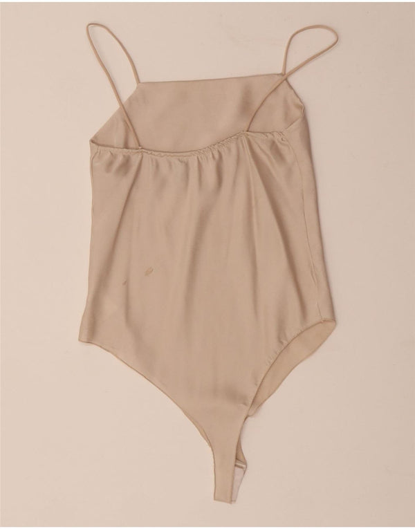 ZUIKI Womens Sleeveless Bodysuit UK 12 Medium Beige Polyester
