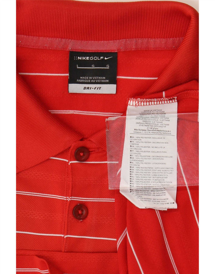 Nike Polo Dri Fit para hombre poliéster de rayas rojas grandes