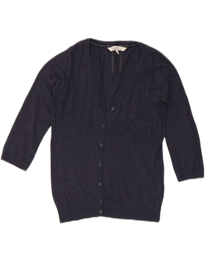 FAT FACE Cárdigan de Manga 3/4 para Mujer UK 8 Small Azul Marino Algodón