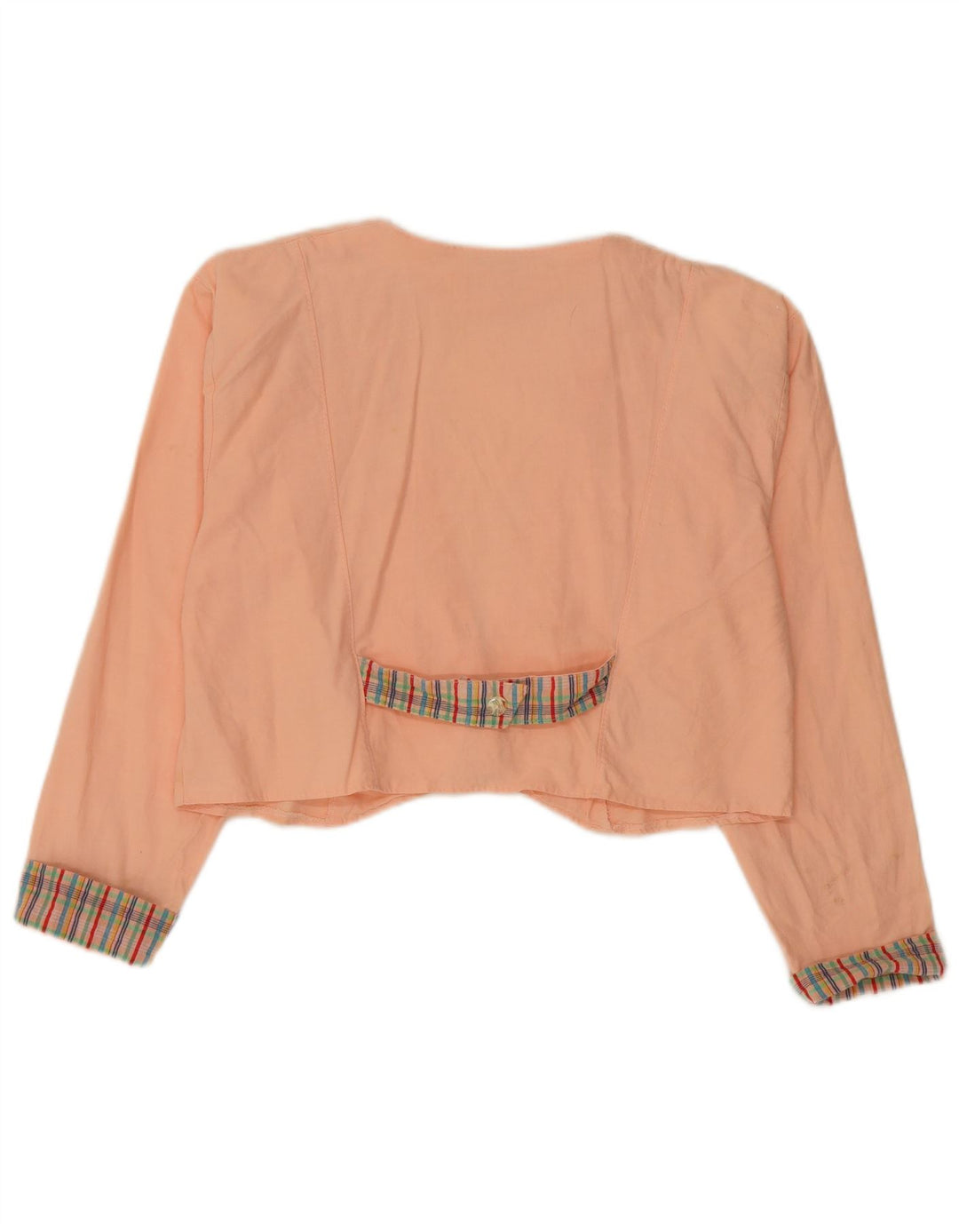 VINTAGE Womens Crop 2 Button Blazer Jacket UK 14 Medium Pink Cotton