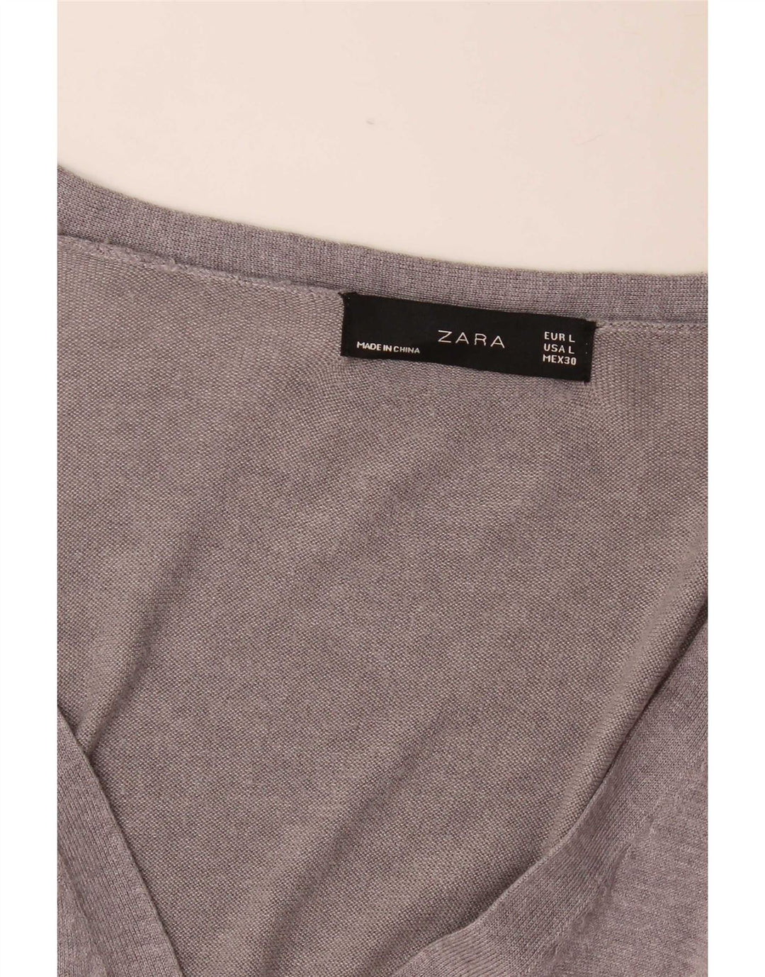 Zara - Jersey con cuello en V para mujer, talla 40, talla grande, color gris
