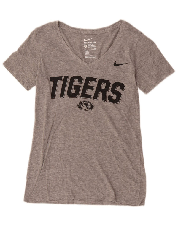 NIKE Mujer Tigers Graphic Camiseta Top UK 10 Small Gris Algodón