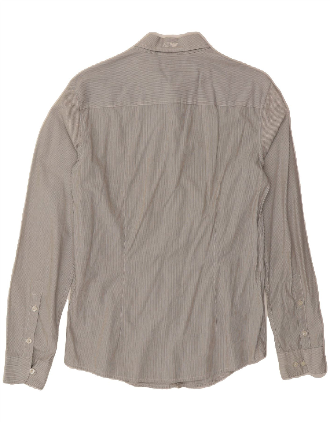 ARMANI JEANS Mens Fitted Shirt Large Grey Pinstripe Cotton Vintage Armani Jeans and Second-Hand Armani Jeans from Messina Hembry 